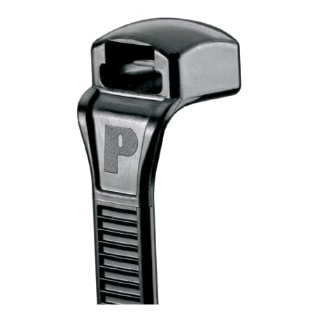 Panduit Cable Tie, 4 in L, 1 in Max Bundle Dia., Black, Nylon 6/6, 18 lb Strength, 1000 PK CBR1M-M0